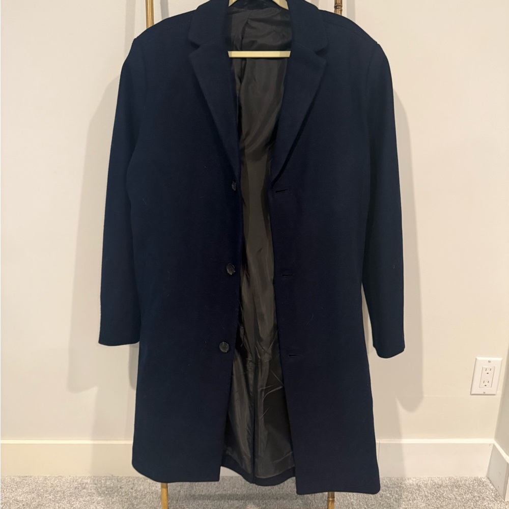 Old Navy Blue Trench Coat Classic Tailored Design